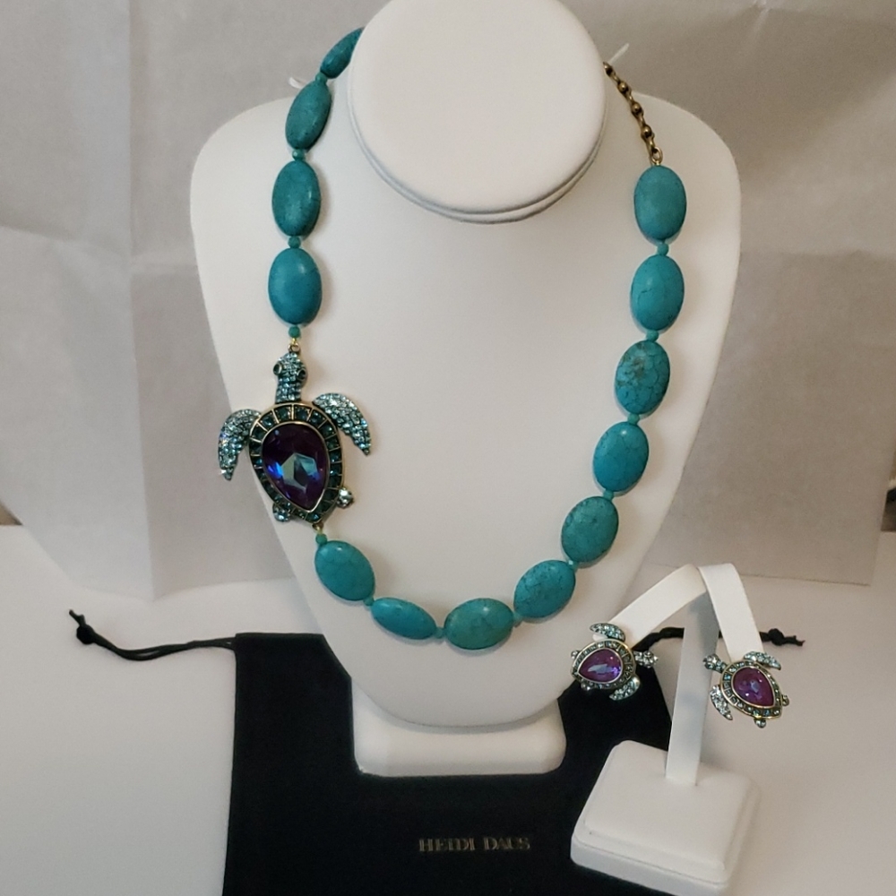 Heidi Daus Seaworthy Turtle Neckkace and Earrings